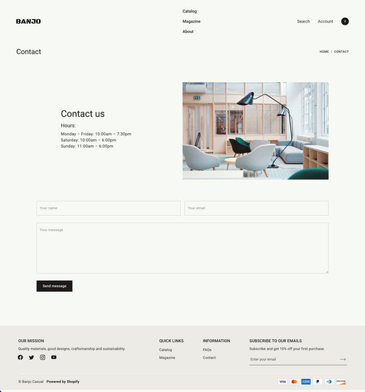 Banjo Casual Template Case - Page - Contact